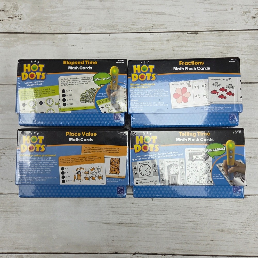 Educational Insights Hot Dots Math Flash Cards Kids 4-Pack Bundle New